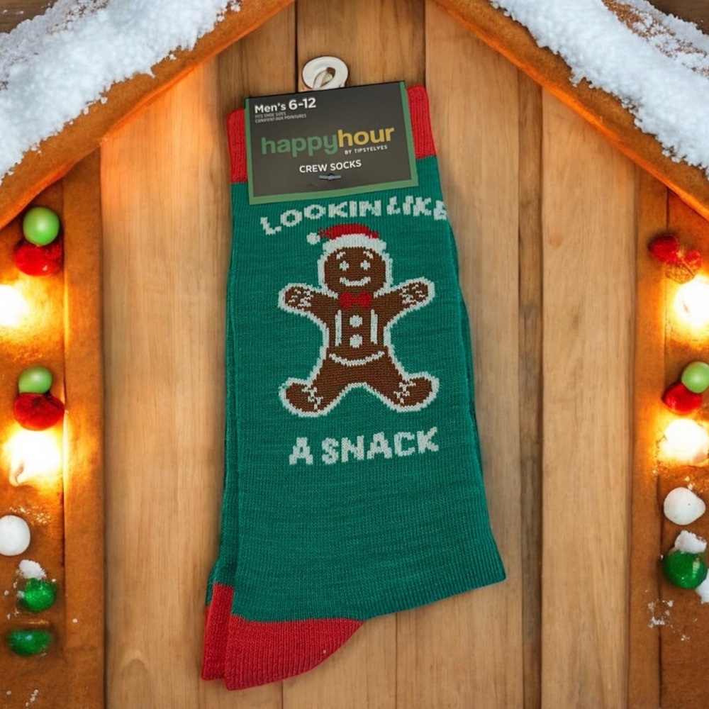 Tipsy Elves Christmas Socks Lookin Like a Snack NWT Gingerbread Cookie Gift